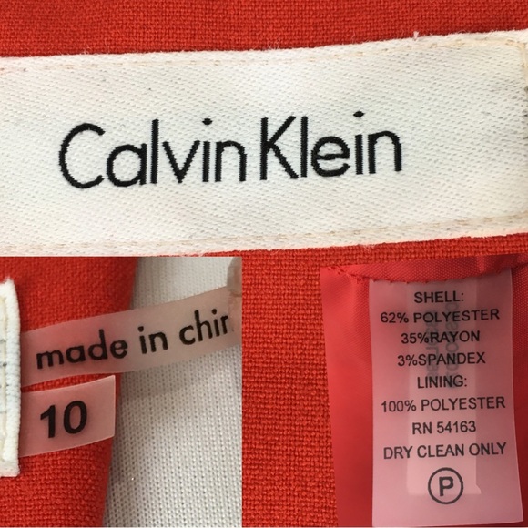 Calvin Klein Orange Red Front Zipper Sleeveless Pockets Sheath Midi Dress 10 - Picture 15 of 16